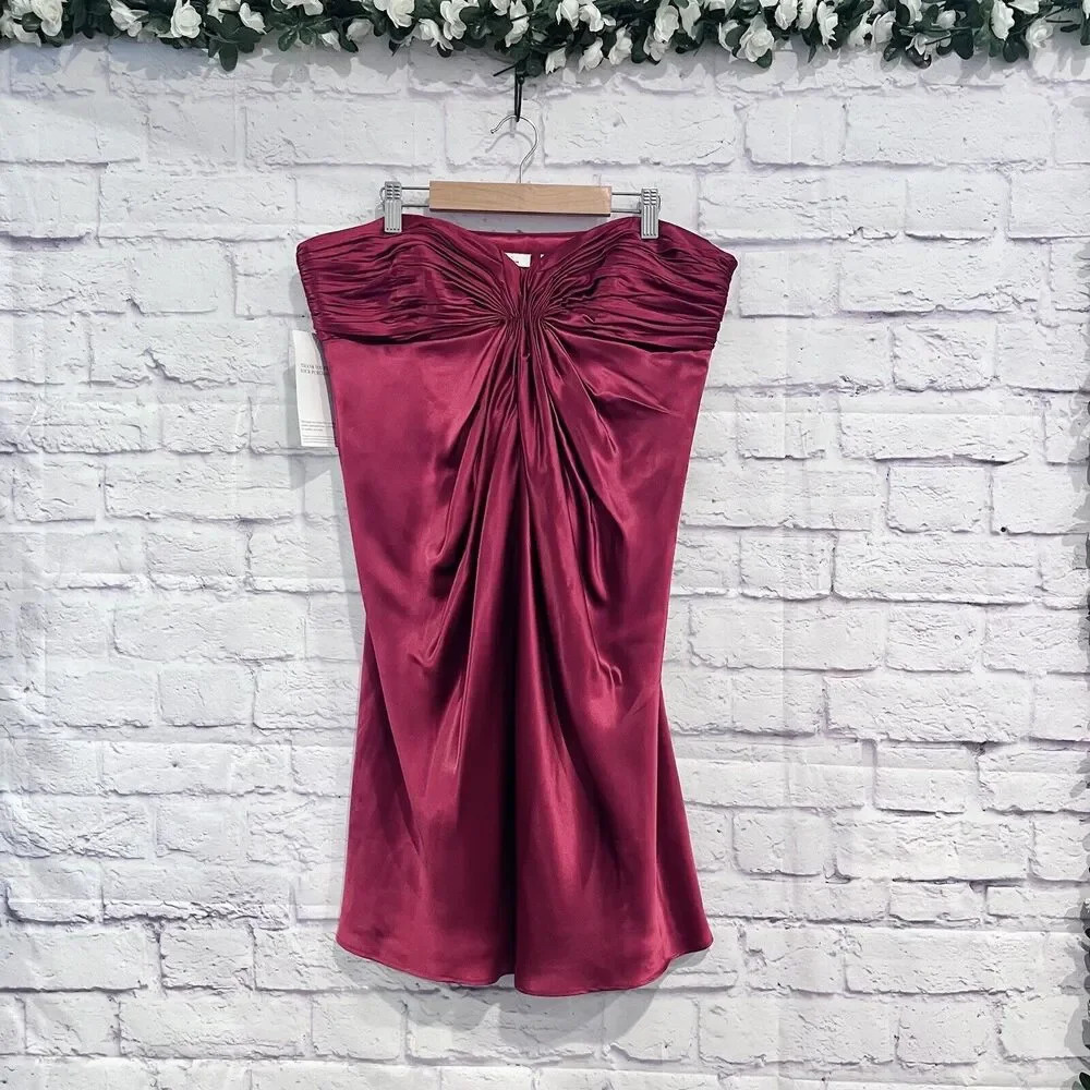 LAUNDRY‎ by Design Red Strapless Silk Sweetheart Cocktail Dress Size 10 Petite